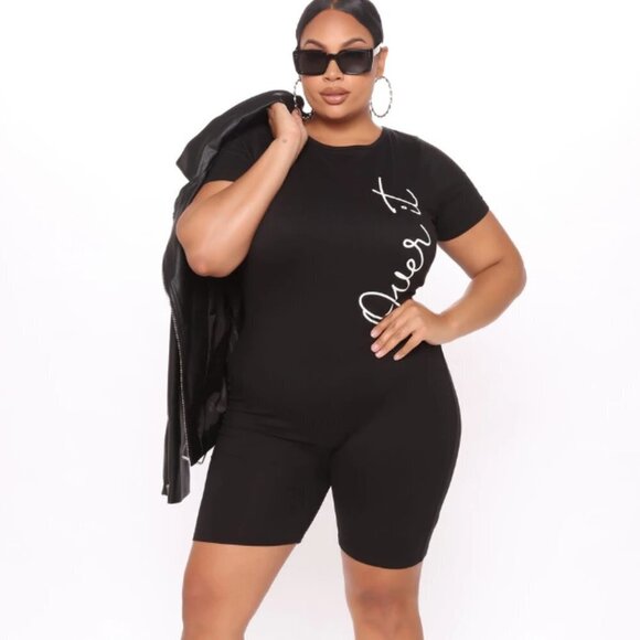 Fashion Nova "Over It" Biker Short Romper - Picture 1 of 7